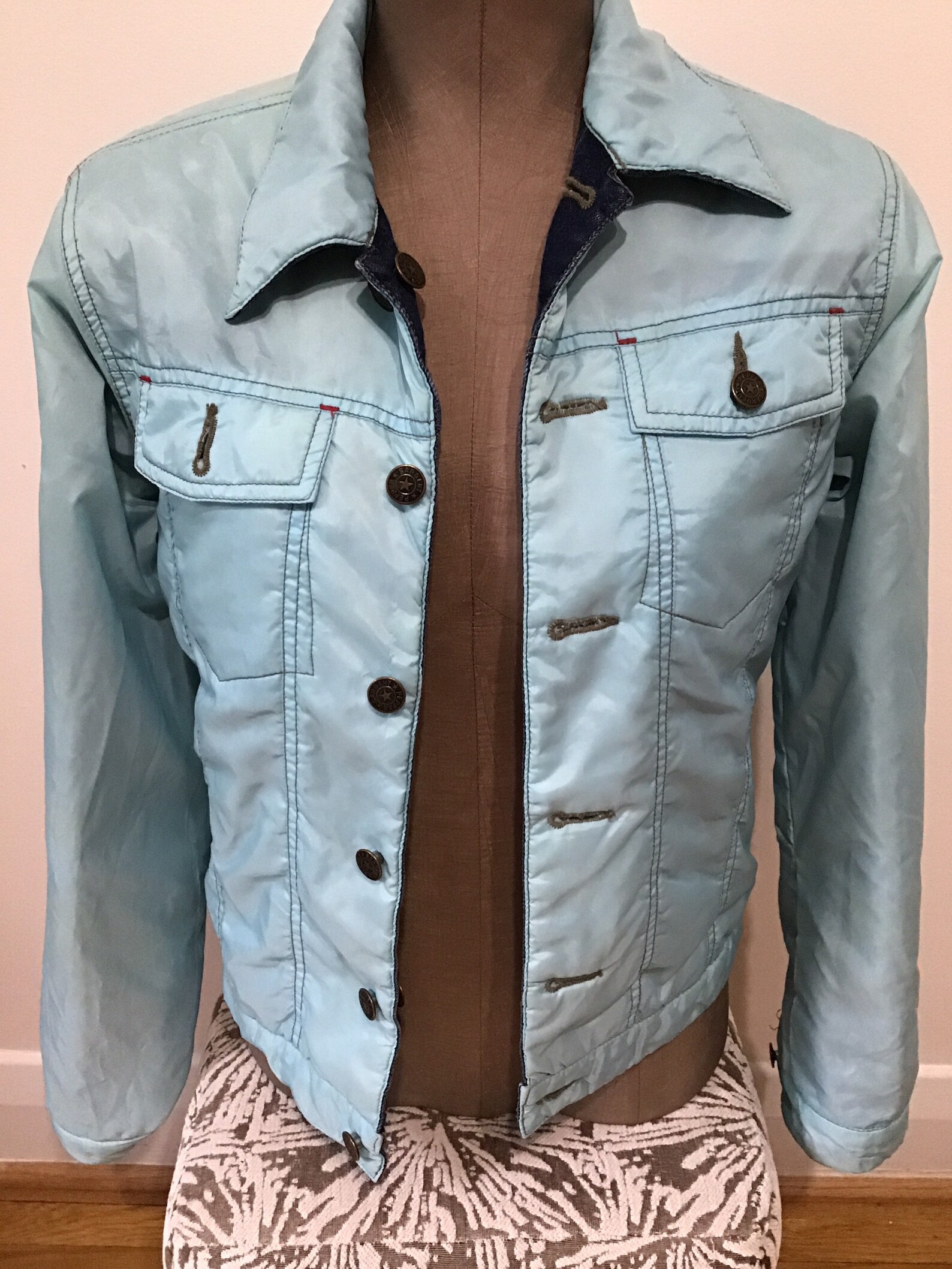 Reversible Denim Jacket Light Blue Nylon. Sargent Pepper Etsy