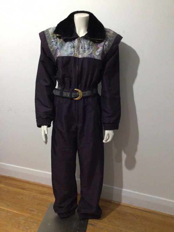 Vintage woman’s one piece ski suit. Rich purple, … - image 1