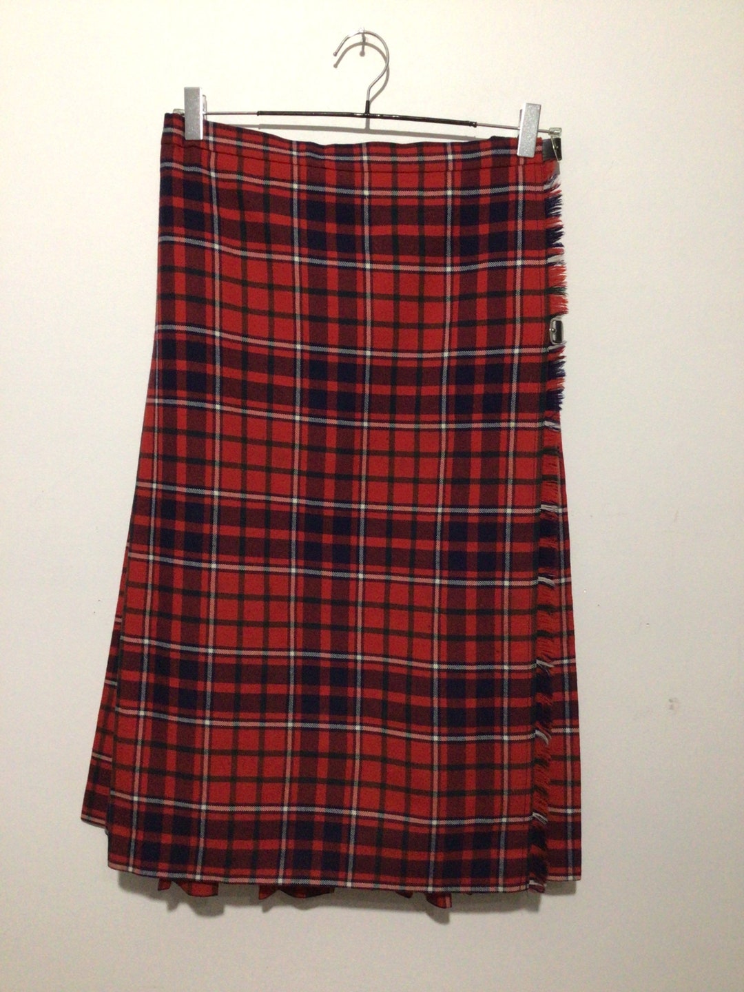 Vintage Strathmore Wool Wraparound Kilt Skirt. Red Tartan Etsy