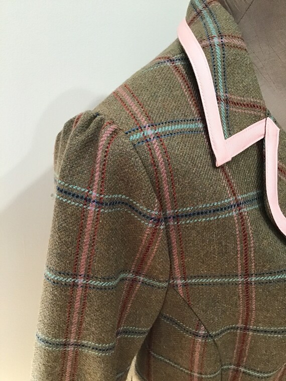 dubarry Ireland wool plaid pink trim lined blazer… - image 5