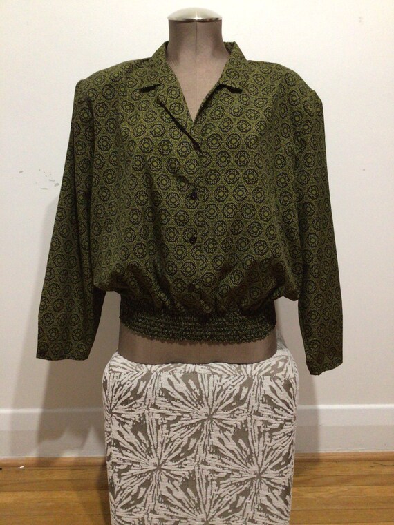 Vintage 80s Green Polyester Top