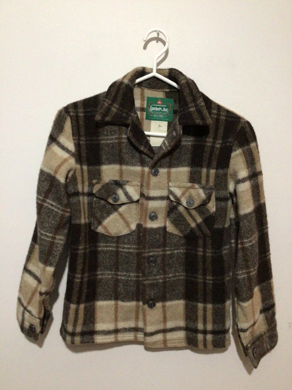 Vintage boys wool camp plaid jacket, Bell shirt L… - image 1