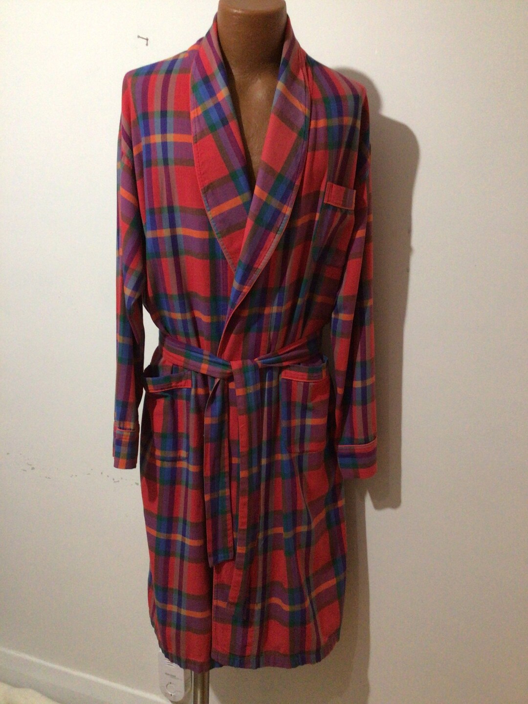 Vintage Mens Cotton Plaid Bath Robe House Coat. Compton & Etsy
