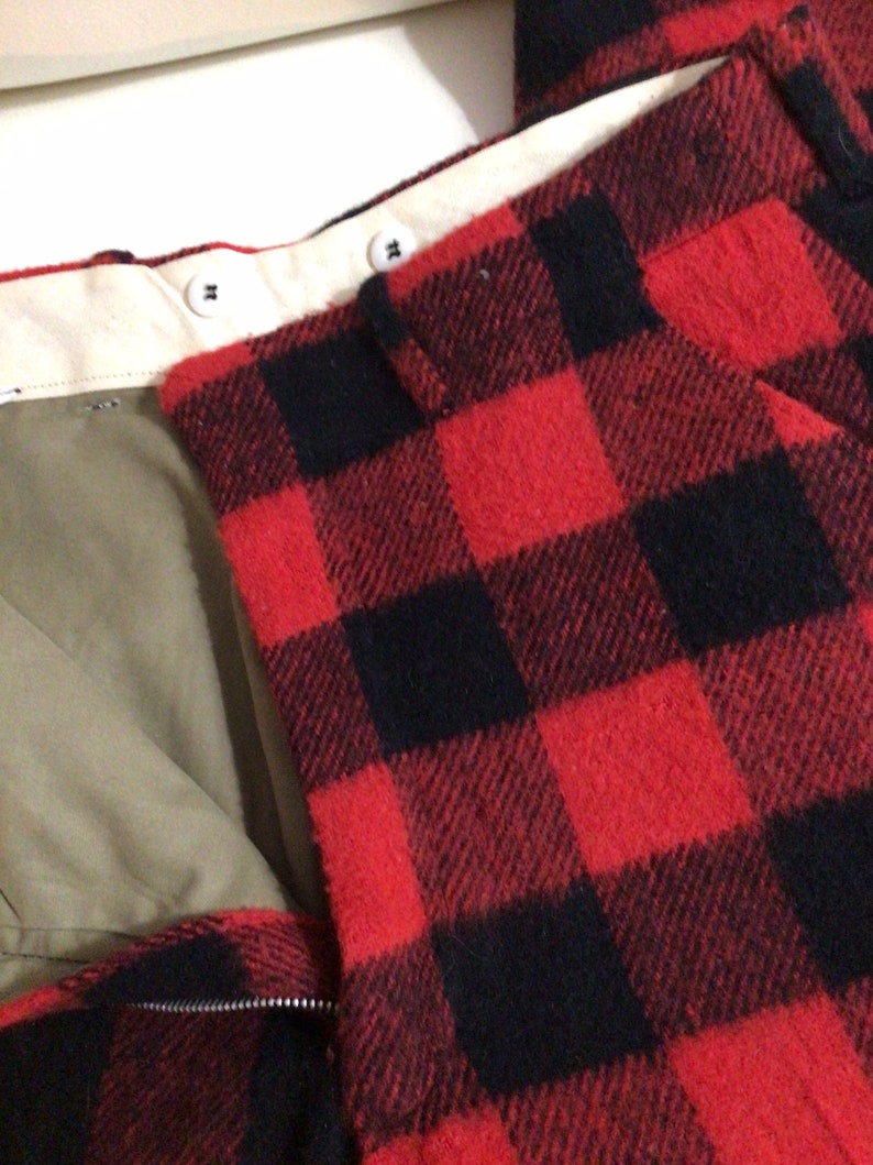 Rare Vintage Thick Lined Wool Hunting Pants. Thermo King. Red Black