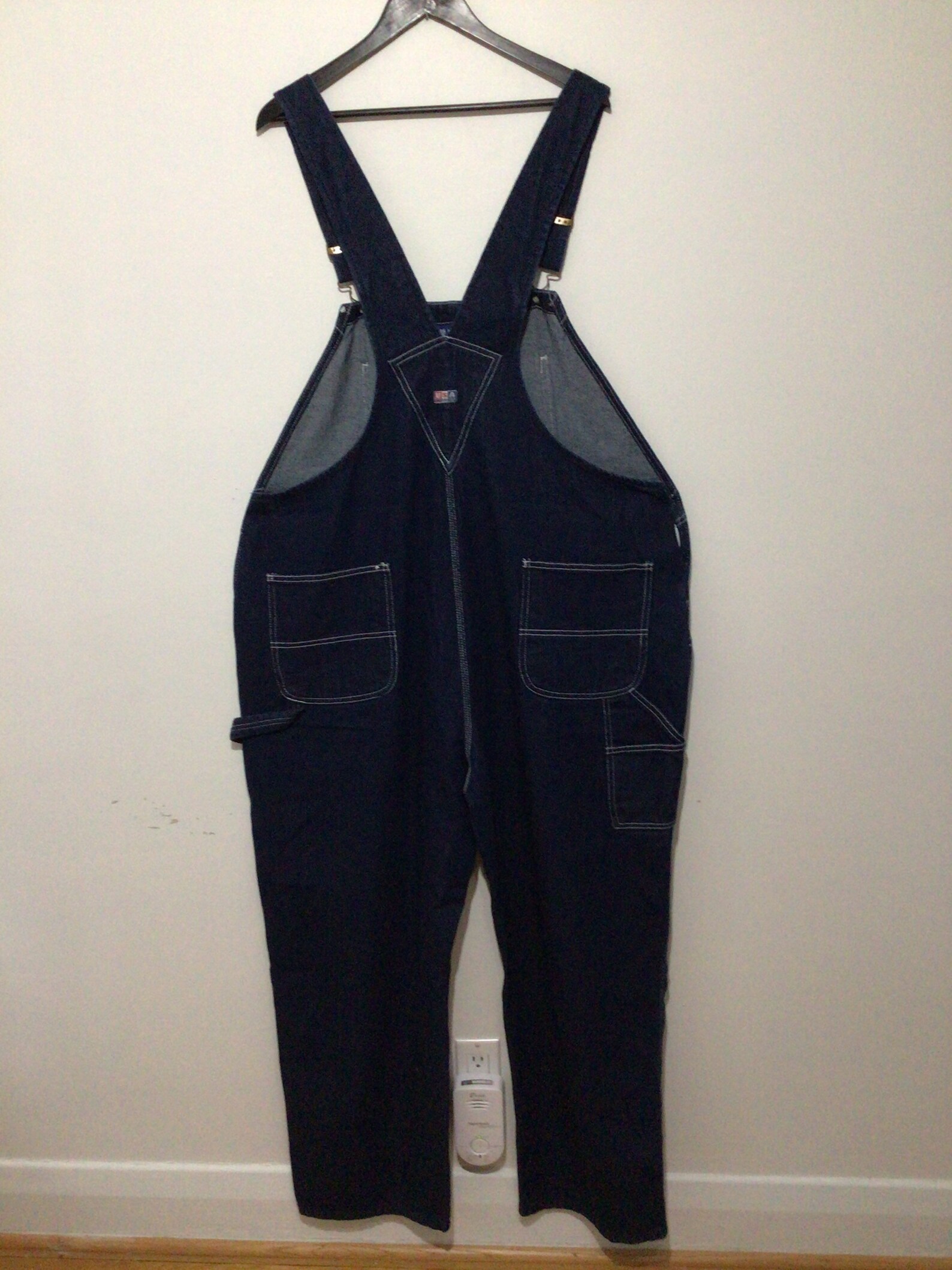 USA Works, Blue Denim Jeans Overalls. Adjustable Buckles, Bib Pockets