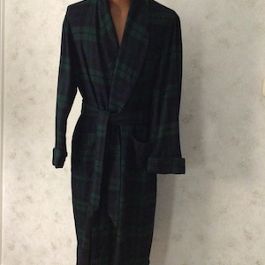 Vintage Majestic man’s wool plaid wraparound robe.