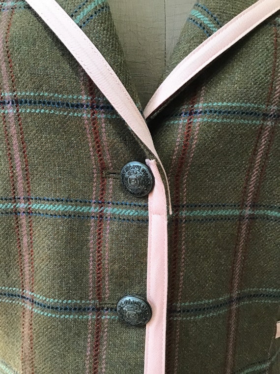 dubarry Ireland wool plaid pink trim lined blazer… - image 2