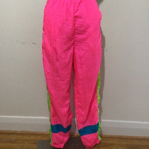 Vintage 80s Flashy Pink Harem Track Pants Size S Elasticated Waist Plain  Jogger Hi Lo Training Pants Sportswear Parachute Pants 