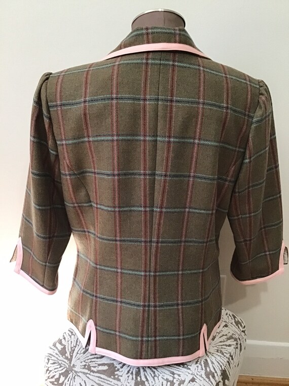 dubarry Ireland wool plaid pink trim lined blazer… - image 4