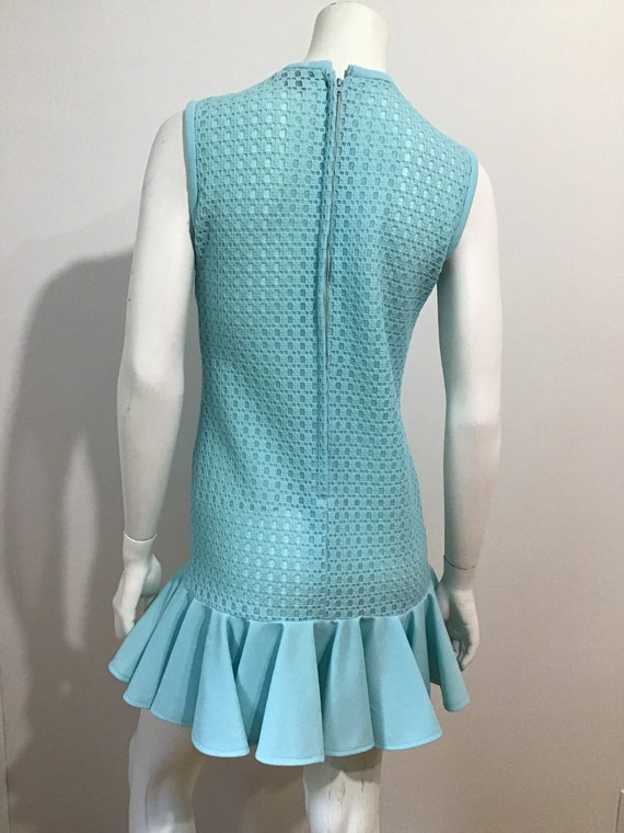 Cutest  60s vintage mini dress. Light turquoise, … - image 3