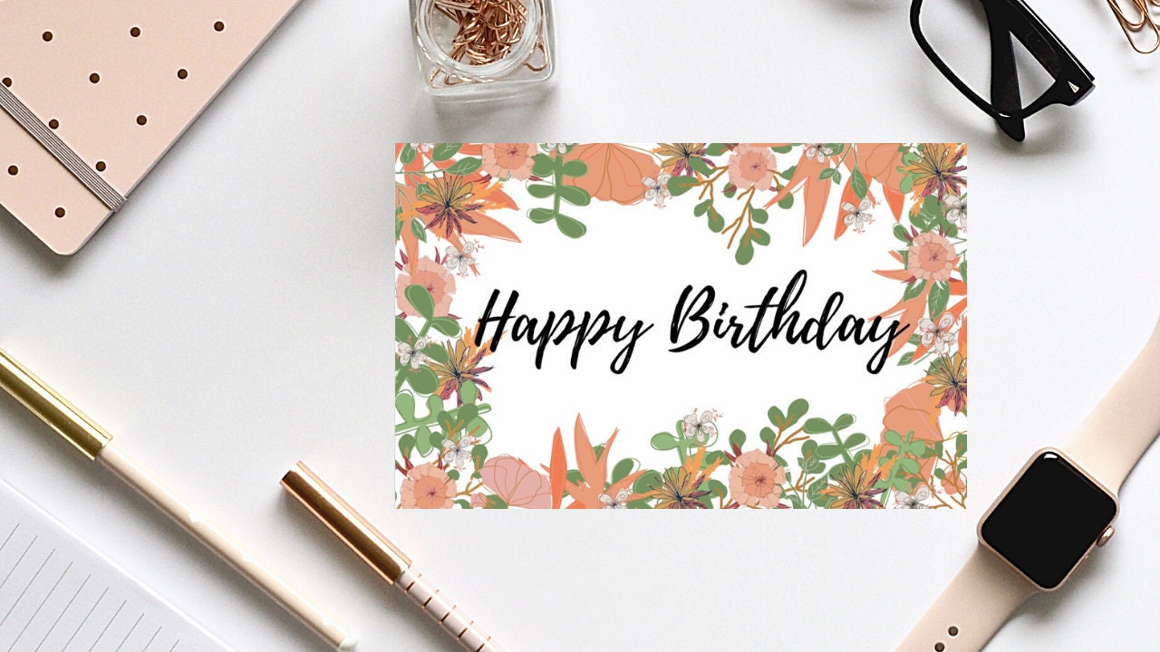 Happy Birthday Card Editable on Canva Etsy