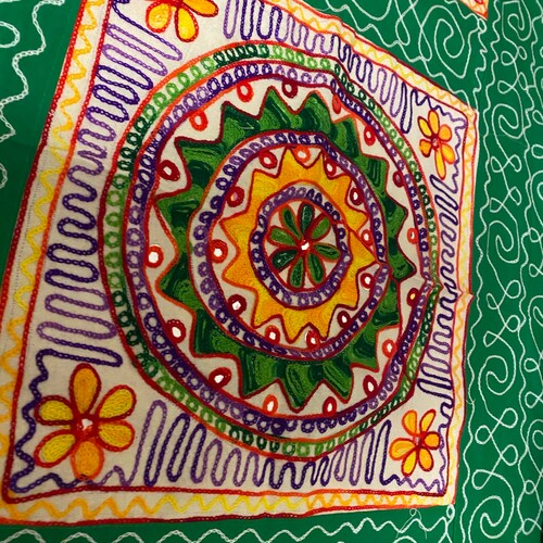 8 Piece Hand Embroidery Diwan set Indian Hand Embroidery Diwan Sets (Covers, shops Bed spread, Kutch Work Bandej Mirror