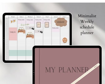 Undated Minimalist Digital Planner, GoodNotes Planner, Weekly Schedule,  IPad Planner, Dated Digital Planner, Weekly Planner, Notability