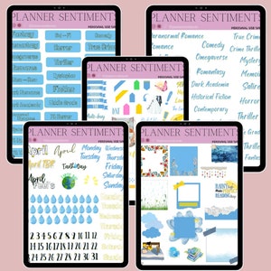 April Bookish Stickers: Digital Reading Journal, Goodnotes (Precropped)