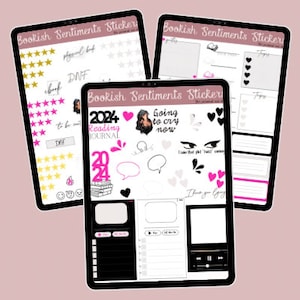 Adesivi digitali Bookish / Adesivi per diari di lettura digitali / Adesivi digitali Goodnotes pretagliati per gli amanti dei libri.