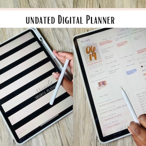 Undated Digital Planner | Monthly, Weekly and Daily Planner | Aesthetic Minimalist Undated Planner | GoodNotes Planner | Goals Planner
