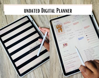 Undated Digital Planner | Monthly, Weekly and Daily Planner | Aesthetic Minimalist Undated Planner | GoodNotes Planner | Goals Planner