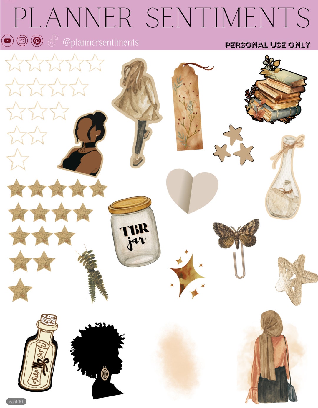 Digital Reading Journal Stickers | Scrapbooking Journal Stickers ...