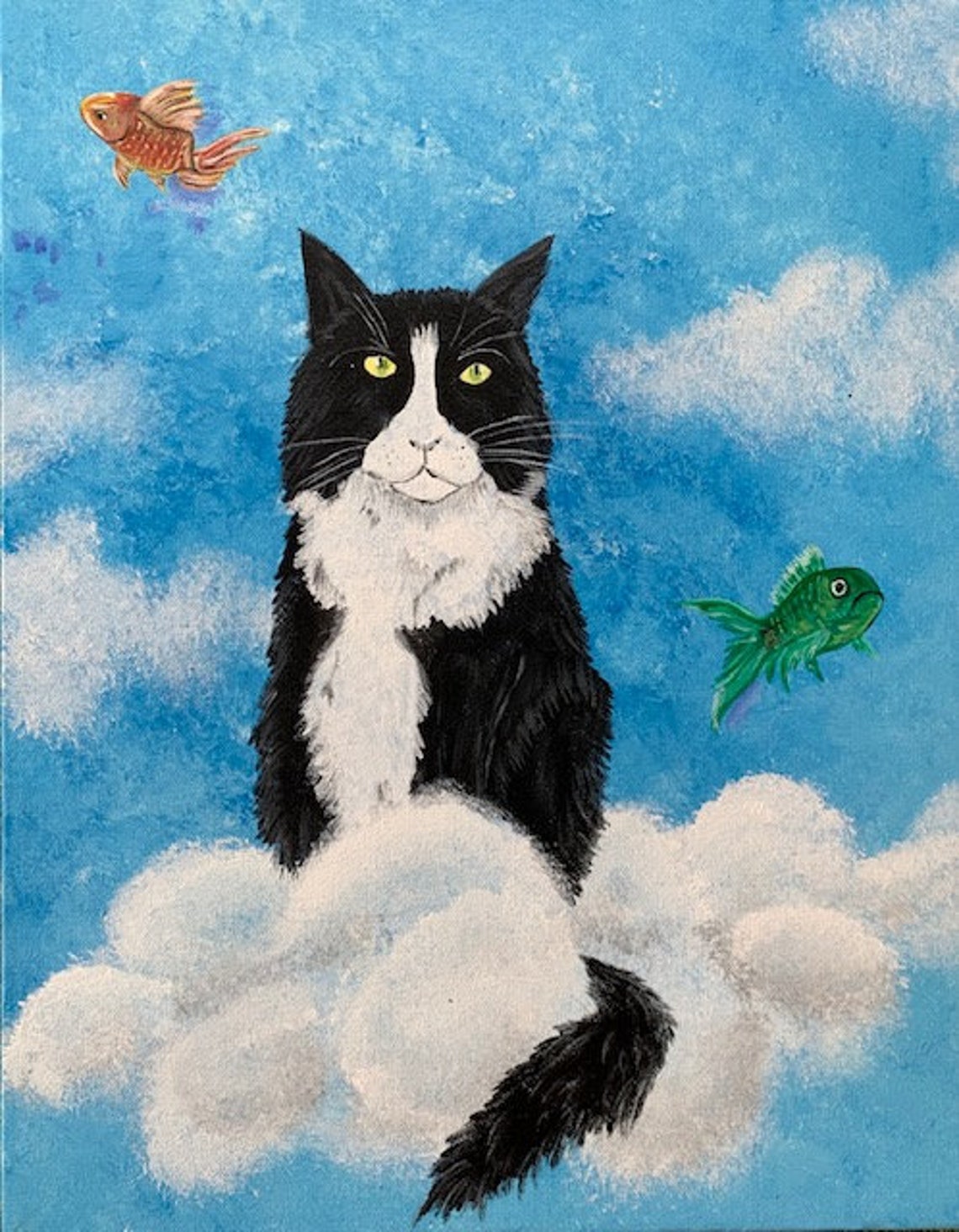 In Heaven Everything is Fine Cat Heaven Pet Portrait Cat Etsy