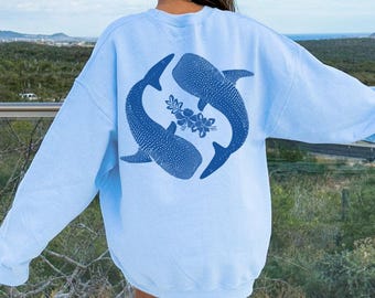 Whale Shark Sweatshirt Oceancore Whale Shark Sweater Oceancore Clothing Whale Crewneck Ocean Inspired Style Ocean Animal Whale Shark Shirt