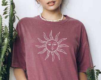 Boho Sun Shirt Comfort Colors® Tshirt Sun and Moon Shirt Comfort Colors® Shirt Celestial Sun Shirt Comfort Colors® Tee Vintage Look T Shirt