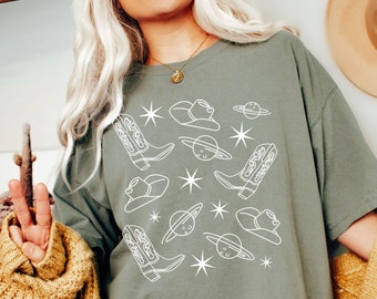 Space Cowgirl Shirt Comfort Colors® Tshirt Cosmic Cowgirl Shirt Retro Cowgirl Aesthetic Cowboy Shirt Western Shirt Country Shirt Rodeo Shirt
