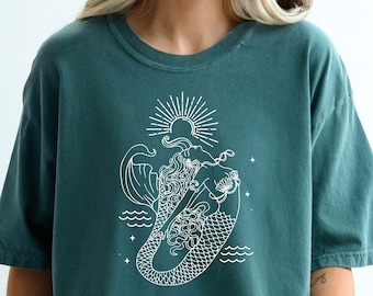 Mermaidcore Shirt Mermaidcore Clothing Mermaid Top Boho Mermaid Shirt Comfort Colors® Tshirt Ocean Inspired Style Mermaid Mom Sirencore