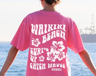 Waikiki Beach Coconut Girl Shirt Comfort Colors® Tshirt Coconut Girl Clothes Summer Surf Shirt Hibiscus Shirt Beach Shirt Beachy Tee VSCO