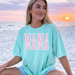 Comfort Colors® Mama Shirt Summer Tshirt Beachy Shirt Mothers Day Gift For Mom Retro Mama Shirt Summer Vacation Tee Mama Mini Matching