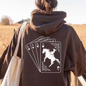 Ace Card Cowboy Sweat à capuche Cartes à jouer Sweat à capuche Poker Cards Sweat à capuche Cowgirl Sweat-shirt Western Sweat-shirt country