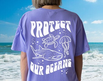 Ocean Animal Shirt Comfort Colors® Tshirt Ocean Inspired Style Sea Turtle Shirt Whale Shark Coconut Girl Shirt Protect Our Ocean Local Shark