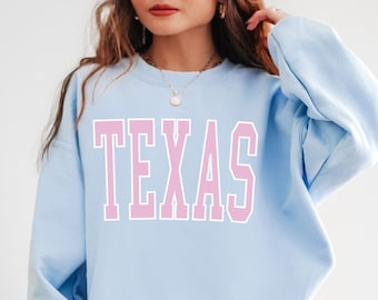 Texas Sweatshirt Texas Sweater Texas Crewneck Texas Shirt Texas Crew Neck Preppy Sweatshirt State Sweatshirt College Sweatshirt Austin VSCO