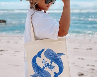 Bolso de mano con tiburón ballena Bolso de mano playero Regalo de tiburón ballena Oceancore Estética de abuela costera Cosas preppy Bolso de mano Coconut Girl Estilo inspirado en el océano
