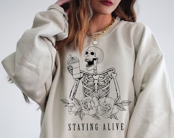 Bring Me an Iced Coffee Skeleton Sweatshirt Coffee Sweatshirt - Etsy