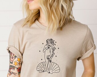 Dark Academia Clothing Light Academia Birth of Venus Renaissance Shirt Tumblr Clothing Fine Line Art Shirt Aesthetic Clothes Goddess T Shirt