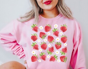 Strawberry Sweatshirt Strawberry Sweater Strawberry Shirt Strawberry Crewneck Strawberry Aesthetic Cottagecore Sweater Cottagecore Shirt
