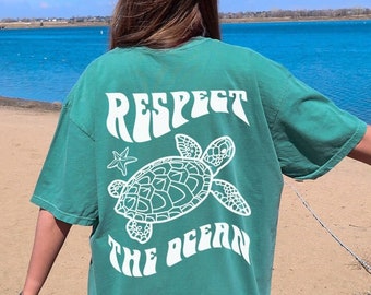 Respect The Ocean Sea Turtle Shirt Comfort Colors® Tshirt Local Shark Shirt Coconut Girl Clothes Summer Surf Shirt Beach Shirt Beachy Tee VS