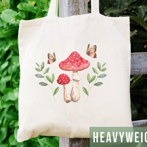 Mushroom Canvas Tote Bag – Large Reusable Beach Bag, Gift For Women, Mom, Friends – Perfect For Shopping, Books, Groceries & Travel