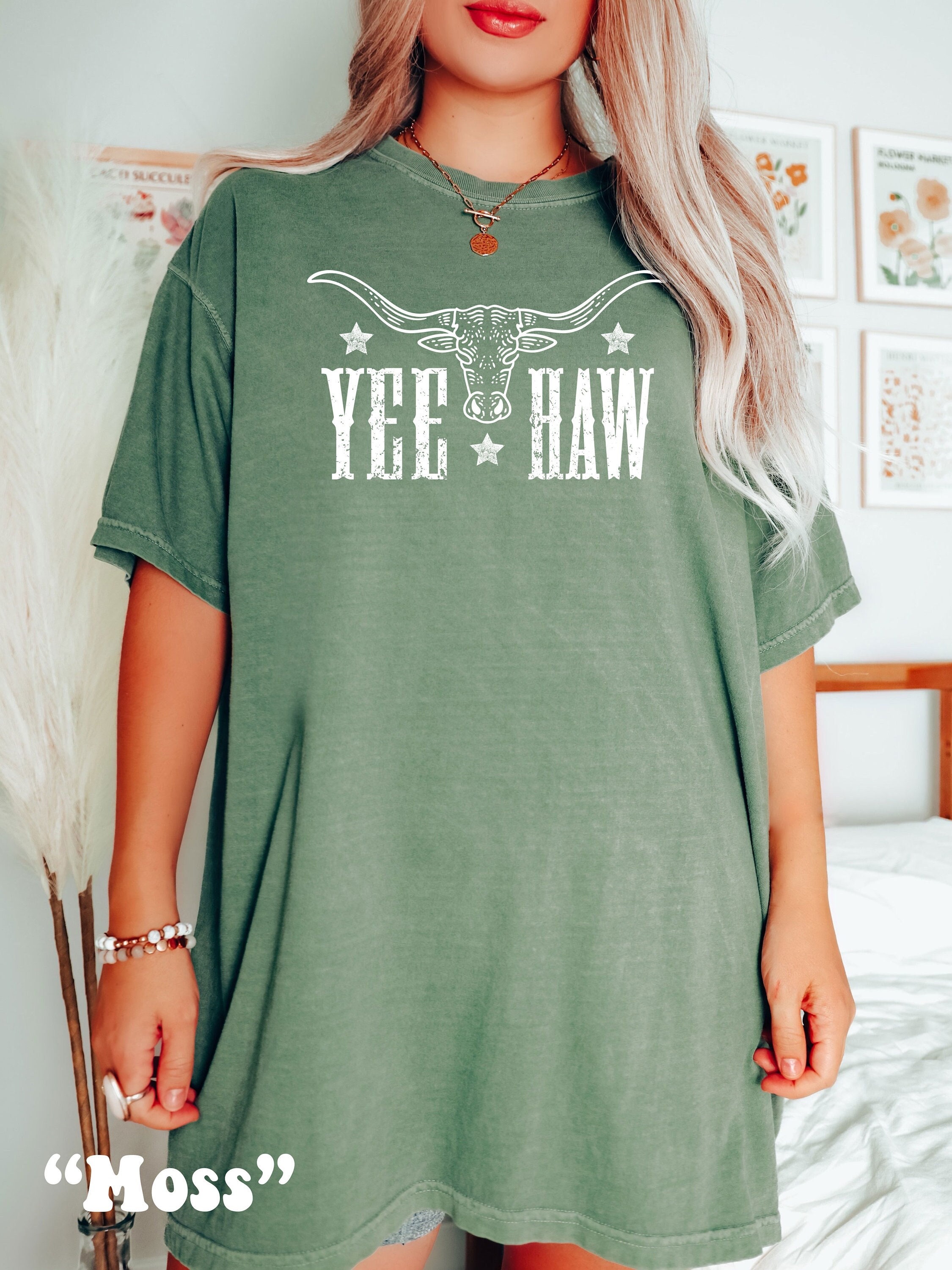 Yeehaw Shirt Comfort Colors® Tshirt Yee Haw Shirt Cow Skull Shirt Bull Skull Shirt Longhorn Shirt Howdy Shirt Western Graphic Tee Midwest