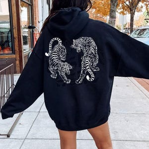 Tiger Hoodie Tiger Sweatshirt Year of the Tiger Sweater Vintage Tiger Shirt Cute Trendy Hoodie Aesthetic Clothes Indie Clothing Japanese Tig image 5