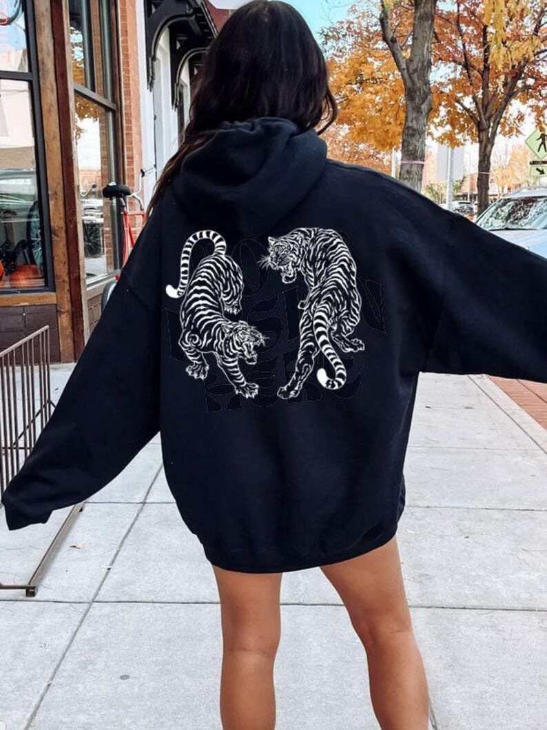 Tiger Hoodie Tiger Sweatshirt Year of the Tiger Sweater Vintage Tiger Shirt Cute Trendy Hoodie Aesthetic Clothes Indie Clothing Japanese Tig image 5