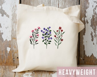 Floral Tote Bag Flower Tote Bag Floral Canvas Bag Flower Canvas Tote Cute Canvas Tote Cloth Bag Wildflower Tote Aesthetic Tote Bag Trendy
