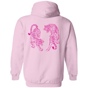 Tiger Hoodie Tiger Sweatshirt Tiger Sweater Pink Tiger Hoodie Sweatshirt Pink Graphic Hoodie Vintage Tiger Shirt Yin Yang Tigers Japanese image 8
