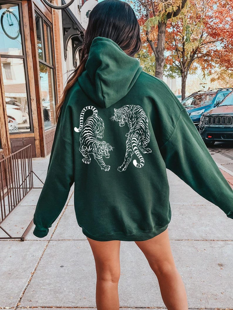 Tiger Hoodie Tiger Sweatshirt Year of the Tiger Sweater Vintage Tiger Shirt Cute Trendy Hoodie Aesthetic Clothes Indie Clothing Japanese Tig image 4