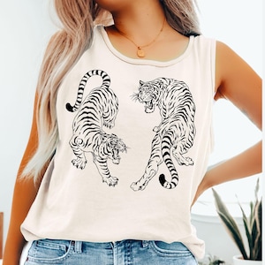 Tiger Tank Top Comfort Colors® Tank Top Tiger Ladies Tops Graphic Tank Top Loose Tank Top for Women Oversized Tank Top Plus Size Tank Top