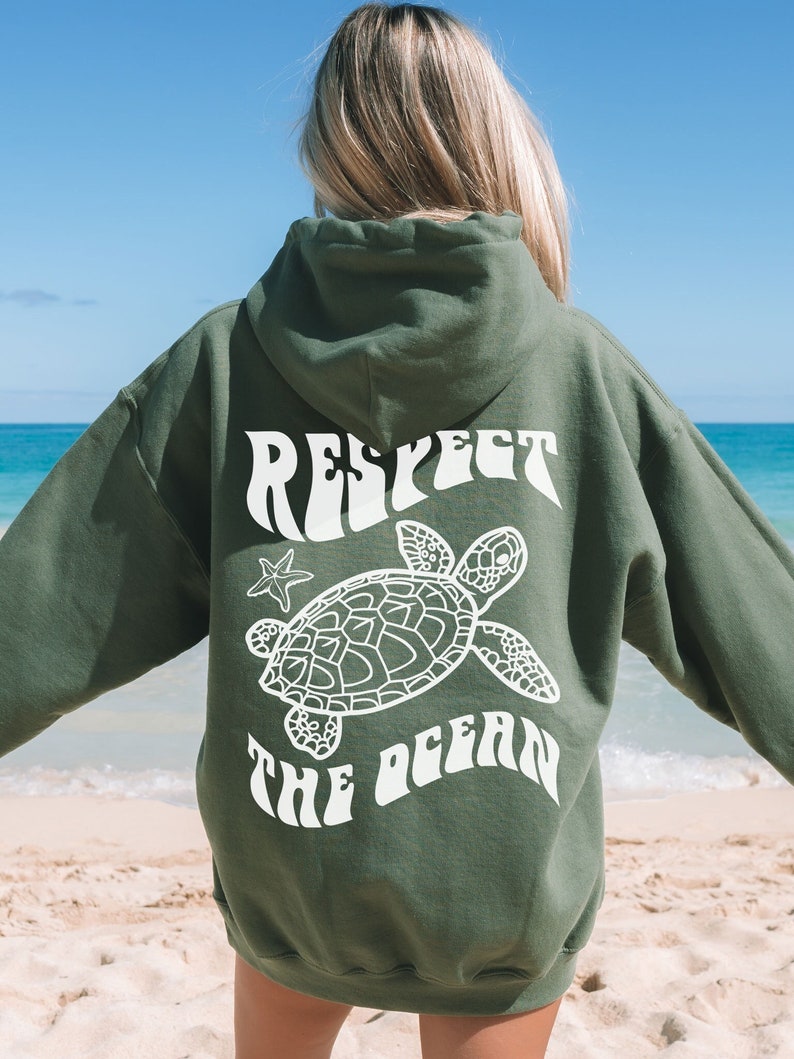 Respect the Ocean Sea Turtle Hoodie Sweatshirt Local Shark - Etsy
