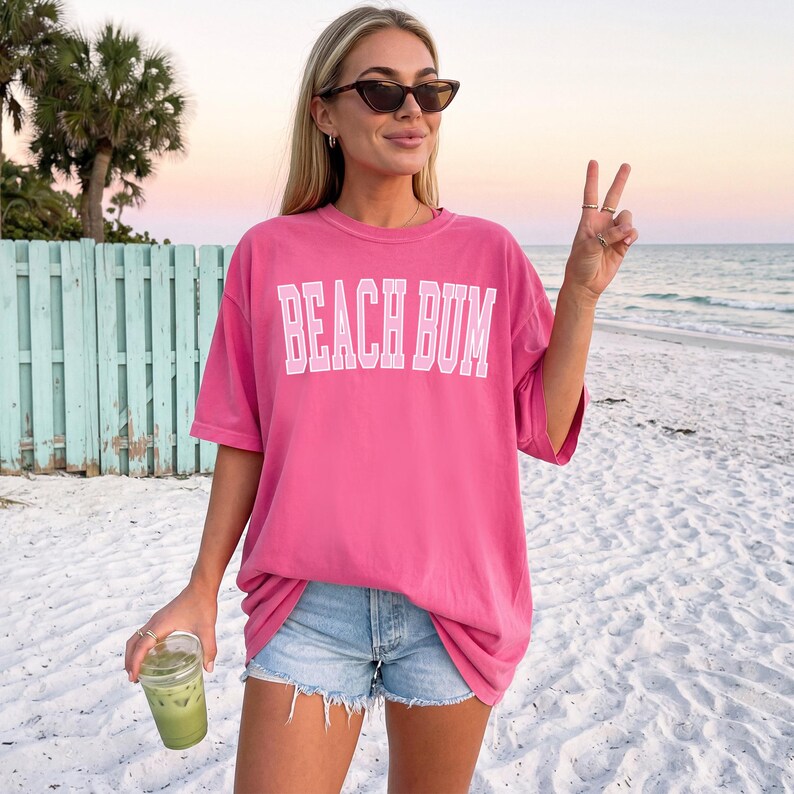Beach Bum Shirt Comfort Colors® Tshirt Beach Bum Tshirt Comfort Colors Shirt Beach Bum Tee Comfort Colors Tee Beachy Tees Summer Tees Crunchberry w/Pink Ink