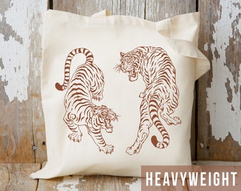 Tiger Tote Bag Vintage Tiger Bag Year of the Tiger Trendy Tote Bag Cute Canvas Tote Bag Cloth Bag Aesthetic Tote Bag Reusable Grocery Bag