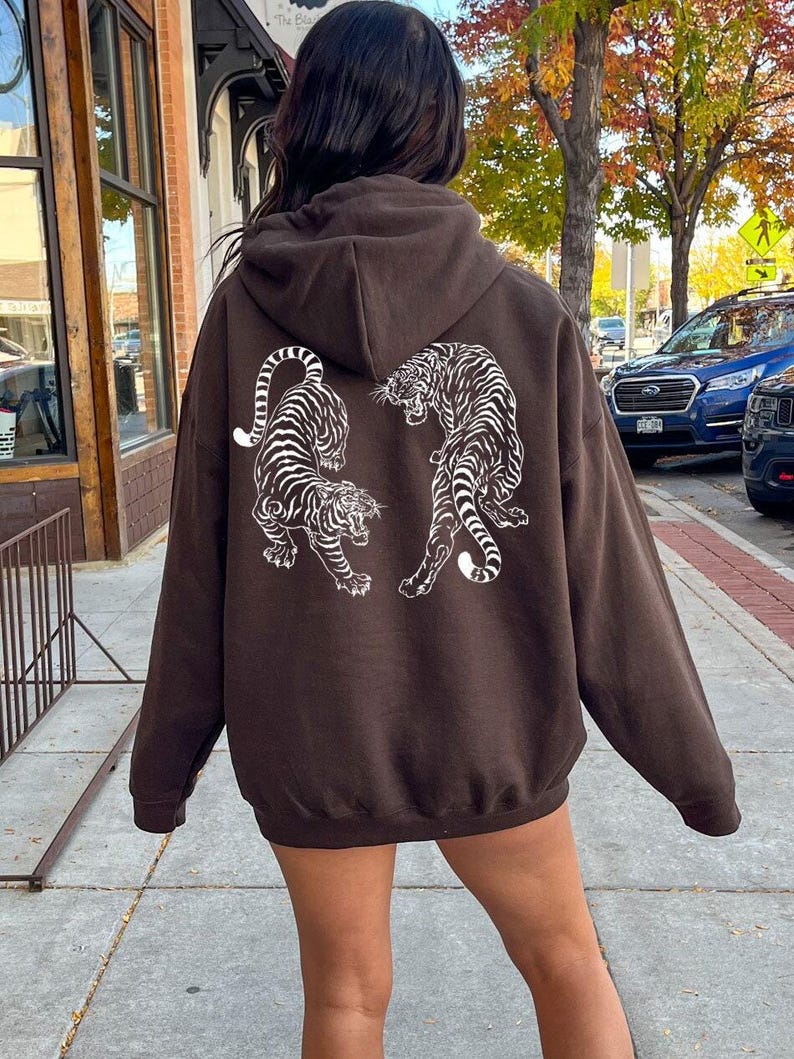 Tiger Hoodie Tiger Sweatshirt Year of the Tiger Sweater Vintage Tiger Shirt Cute Trendy Hoodie Aesthetic Clothes Indie Clothing Japanese Tig image 1