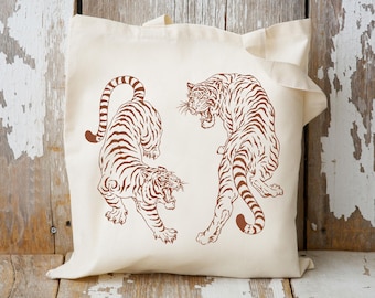 Tiger Tote Bag Vintage Tiger Bag Year of the Tiger Trendy Tote Bag Cute Canvas Tote Bag Cloth Bag Aesthetic Tote Bag Reusable Grocery Bag